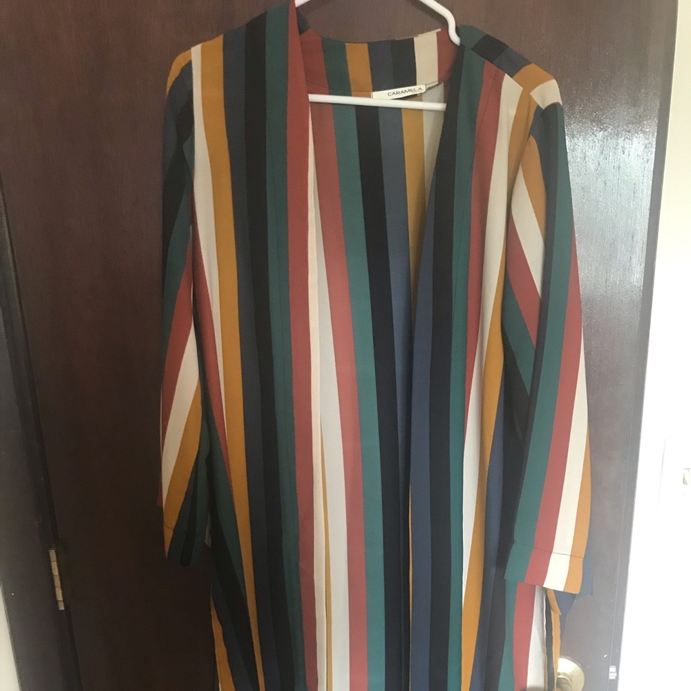 Striped long cardigan